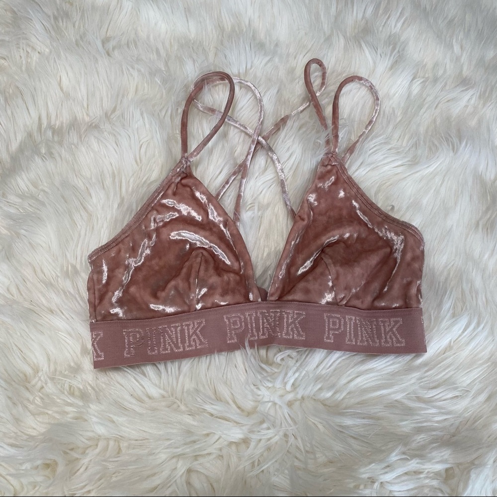 VS Pink - crushed velvet bralette